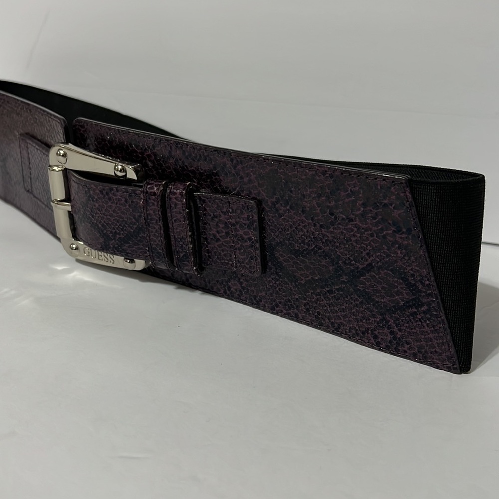 Guess Purple and Black Snake Print Embossed Stretch Belt